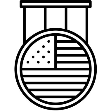 Onur Madalyası ikonu, 4 Temmuz İlgili vektör illüstrasyonu