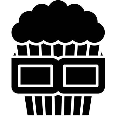 Patlamış mısır ve 3D gözlük simgesi, 4 Temmuz İlgili vektör illüstrasyonu