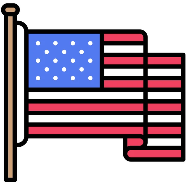 Flag United States Icon Fourth July Related Vector Illustration — Stock Vector