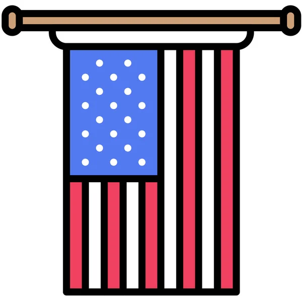 Bandera Del Icono Estados Unidos Ilustración Vectorial Relacionada Con Julio — Archivo Imágenes Vectoriales