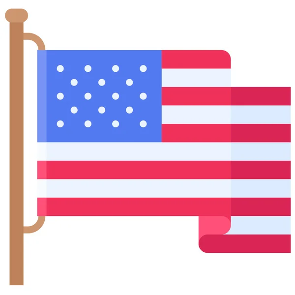 Flag United States Icon Fourth July Related Vector Illustration — Stockový vektor