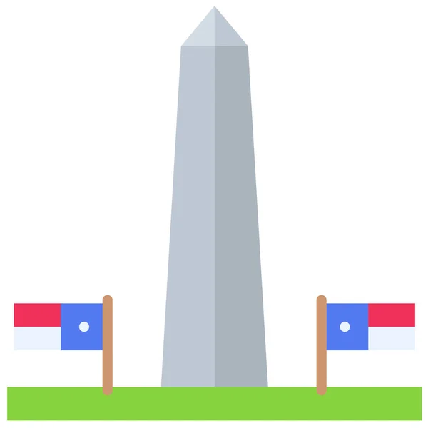 Obelisk Ikon Fjärde Juli Relaterade Vektor Illustration — Stock vektor