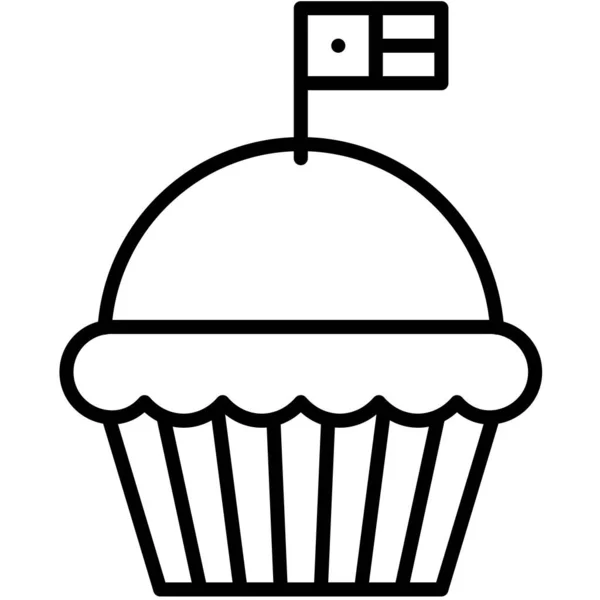 Cupcake Ikon Fjärde Juli Relaterade Vektor Illustration — Stock vektor