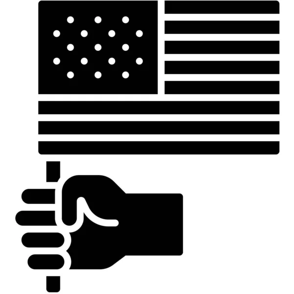 Hand Holding Usa Flag Icon Illustrazione Vettoriale Relativa Luglio — Vettoriale Stock