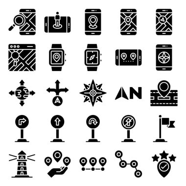 Location map and navigation icon set 4, vector illustration