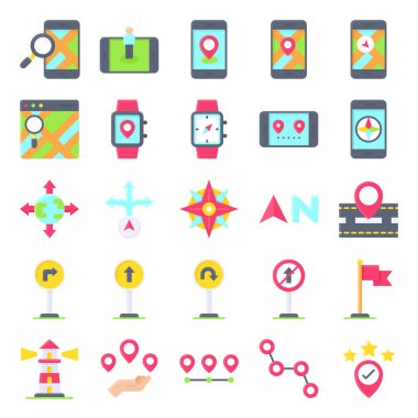 Location map and navigation icon set 4, vector illustration