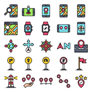 Location map and navigation icon set 4, vector illustration
