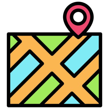 Map and pin icon, location map and navigation vector illustration