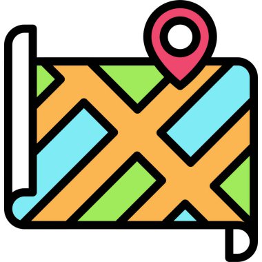 Pin and map icon, location map and navigation vector illustration