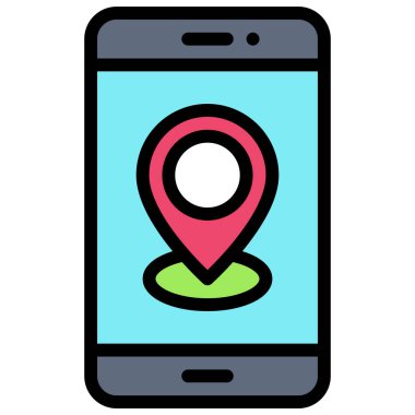 Map pin on smartphone icon, location map and navigation vector illustration
