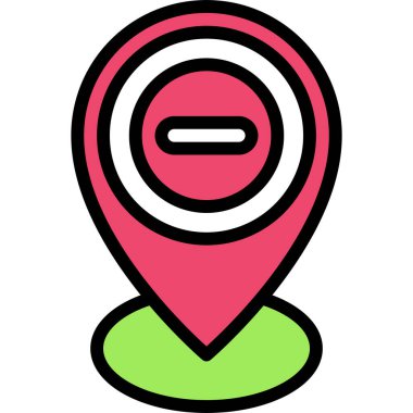 No entry pin icon, location map and navigation vector illustration