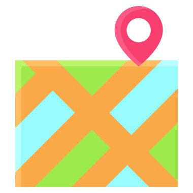 Map and pin icon, location map and navigation vector illustration