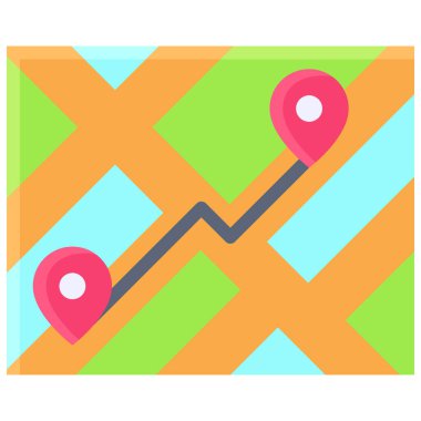 Route icon, location map and navigation vector illustration