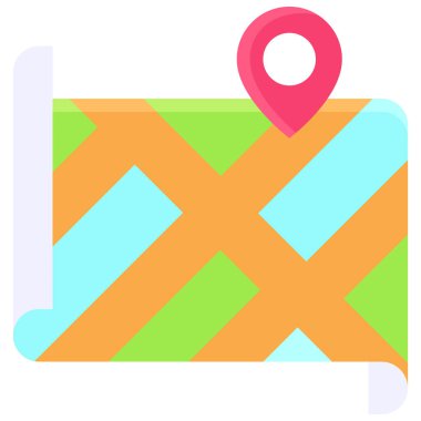 Pin and map icon, location map and navigation vector illustration