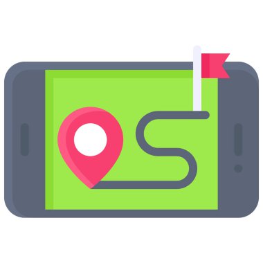 Route map on smartphone icon, location map and navigation vector illustration