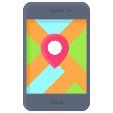 Map on smartphone icon, location map and navigation vector illustration