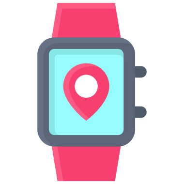 Smartwatch icon, location map and navigation vector illustration
