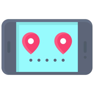 Route on smartphone icon, location map and navigation vector illustration
