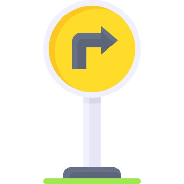 Turn right sign icon, location map and navigation vector illustration