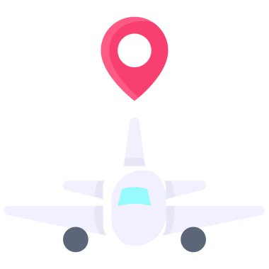 Pin with plane icon, location map and navigation vector illustration