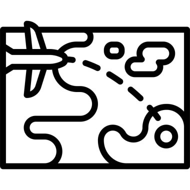 Flight route icon, location map and navigation vector illustration