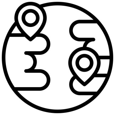 Two pins on earth icon, location map and navigation vector illustration