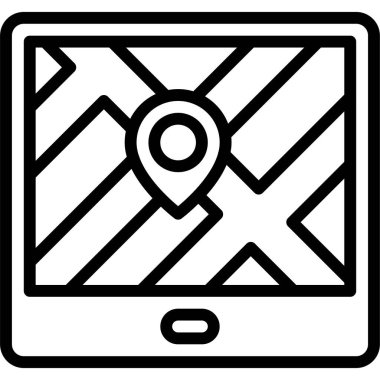Map on tablet icon, location map and navigation vector illustration