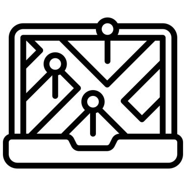 Map on laptop screen icon, location map and navigation vector illustration