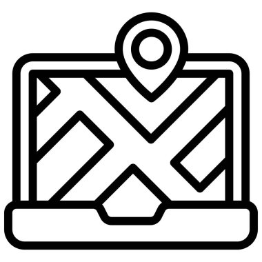 Map on laptop screen icon, location map and navigation vector illustration
