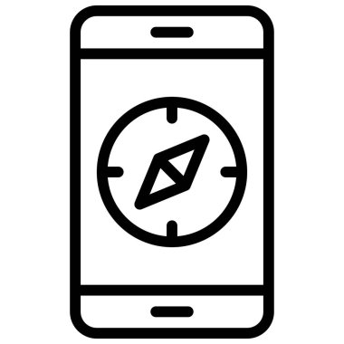 Compass on smartphone icon, location map and navigation vector illustration