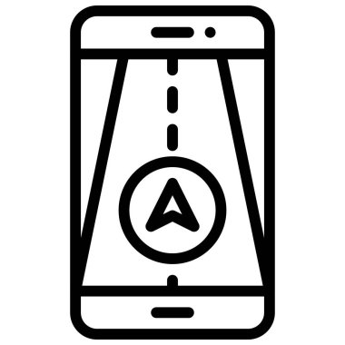 Road map on smartphone icon, location map and navigation vector illustration