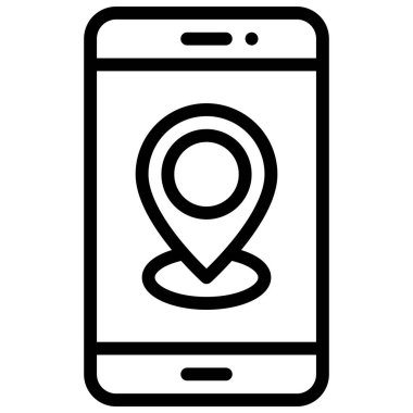 Map pin on smartphone icon, location map and navigation vector illustration