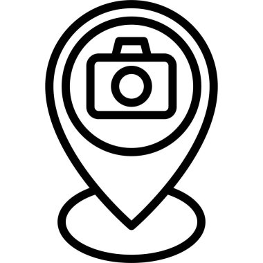 Pin with camera sign icon, location map and navigation vector illustration