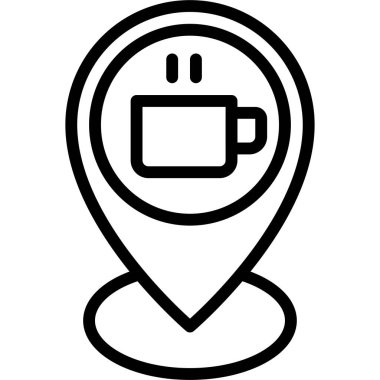 Pin with coffee cup sign icon, location map and navigation vector illustration