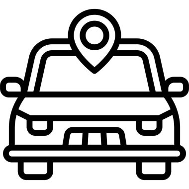 Pin with car icon, location map and navigation vector illustration