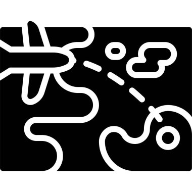 Flight route icon, location map and navigation vector illustration