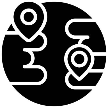 Two pins on earth icon, location map and navigation vector illustration