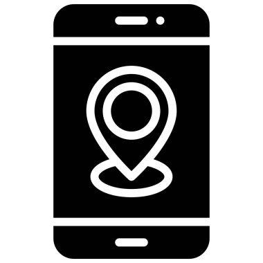 Map pin on smartphone icon, location map and navigation vector illustration