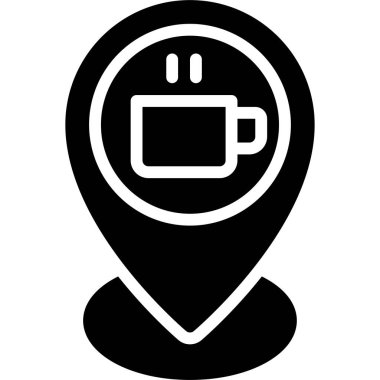 Pin with coffee cup sign icon, location map and navigation vector illustration