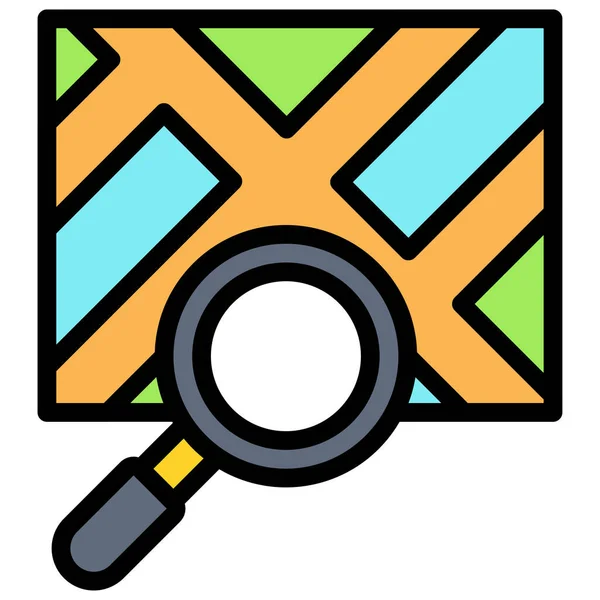 Magnifying Glass Map Icon Location Map Navigation Vector Illustration — Stok Vektör