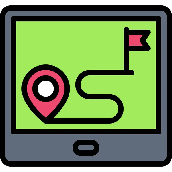 Route Map Tablet Icon Location Map Navigation Vector Illustration — Vetor de Stock