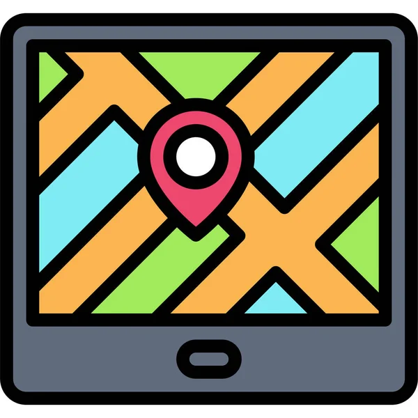 Map Tablet Icon Location Map Navigation Vector Illustration —  Vetores de Stock