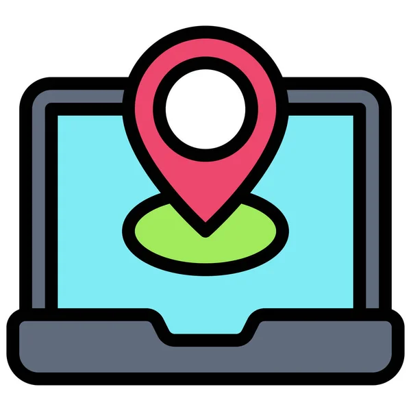 Map Pin Laptop Screen Icon Location Map Navigation Vector Illustration — Vettoriale Stock