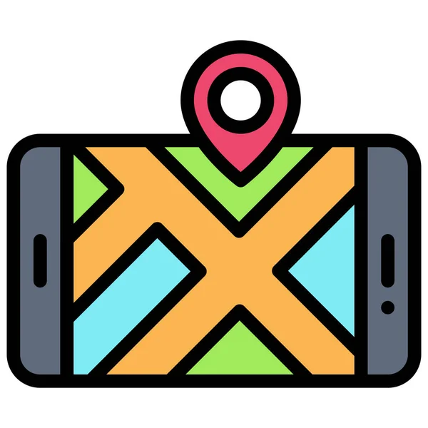 Map Smartphone Icon Location Map Navigation Vector Illustration — Image vectorielle