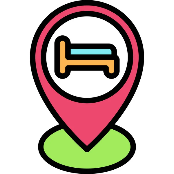 Pin Bed Sign Icon Location Map Navigation Vector Illustration — Vector de stock