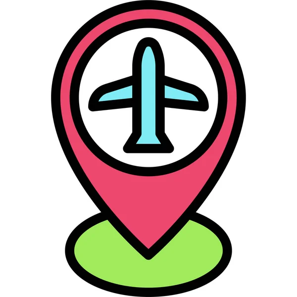 Pin Plane Sign Icon Location Map Navigation Vector Illustration — Stockový vektor