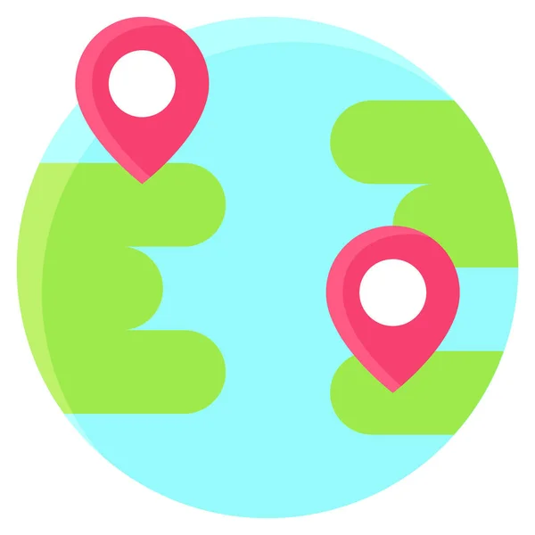 Two Pins Earth Icon Location Map Navigation Vector Illustration — Vector de stock