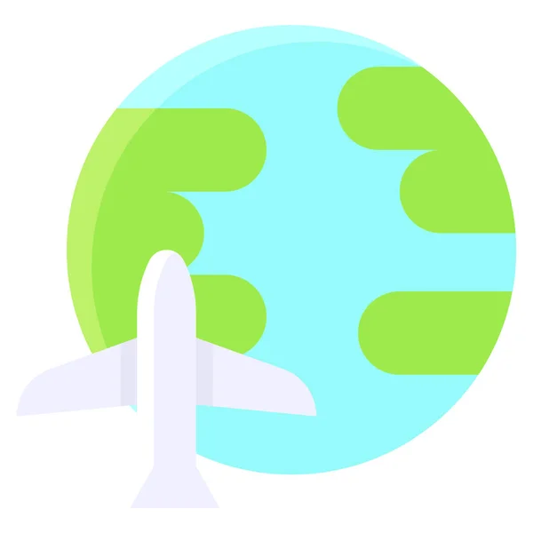Plane Earth Icon Location Map Navigation Vector Illustration — ストックベクタ