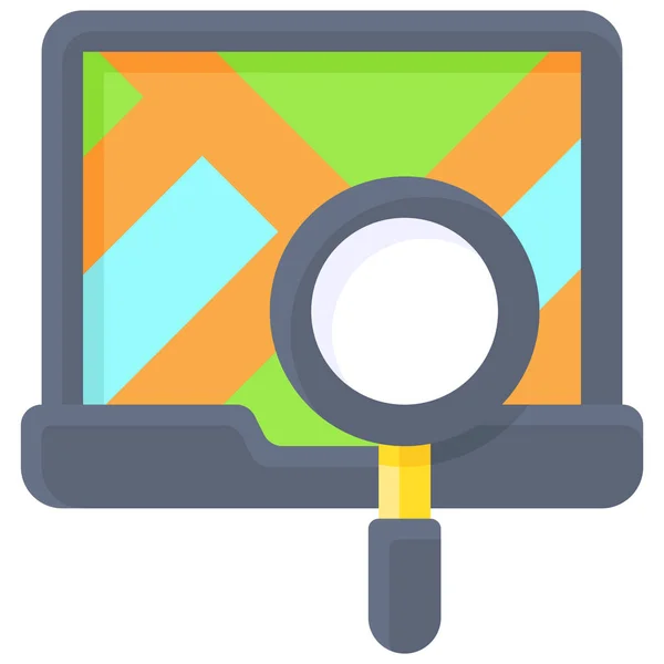 Route Finding Laptop Screen Icon Location Map Navigation Vector Illustration — 图库矢量图片