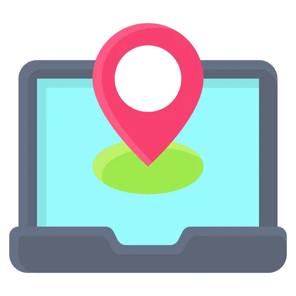 Map Pin Laptop Screen Icon Location Map Navigation Vector Illustration — Stockvector